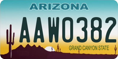 AZ license plate AAW0382