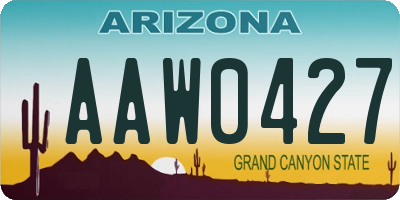 AZ license plate AAW0427