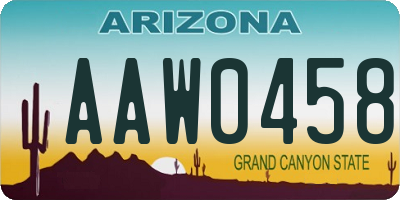 AZ license plate AAW0458