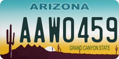 AZ license plate AAW0459