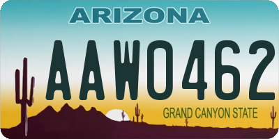 AZ license plate AAW0462