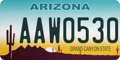 AZ license plate AAW0530