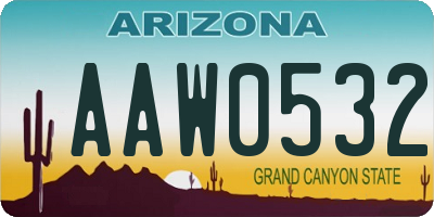 AZ license plate AAW0532