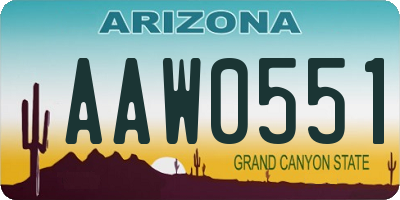 AZ license plate AAW0551