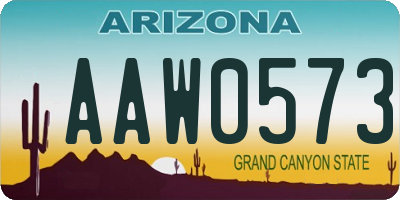 AZ license plate AAW0573
