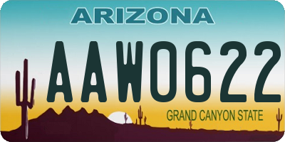 AZ license plate AAW0622
