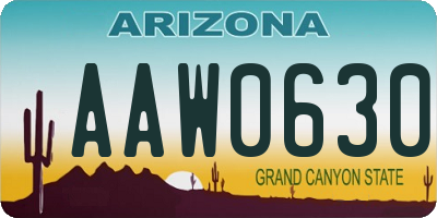 AZ license plate AAW0630