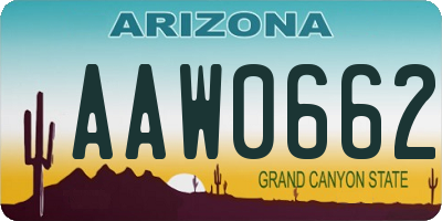 AZ license plate AAW0662