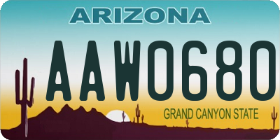 AZ license plate AAW0680