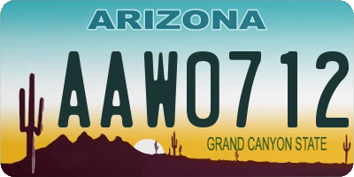 AZ license plate AAW0712