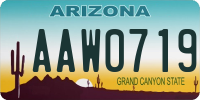 AZ license plate AAW0719
