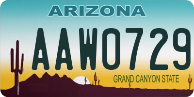 AZ license plate AAW0729