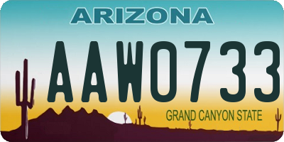 AZ license plate AAW0733