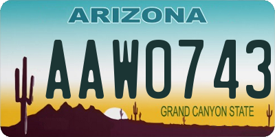 AZ license plate AAW0743