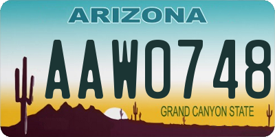 AZ license plate AAW0748