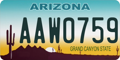 AZ license plate AAW0759