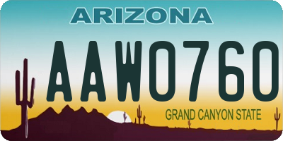 AZ license plate AAW0760
