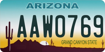 AZ license plate AAW0769