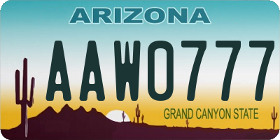 AZ license plate AAW0777