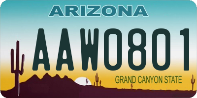 AZ license plate AAW0801