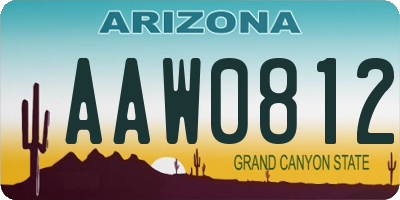 AZ license plate AAW0812