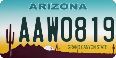AZ license plate AAW0819