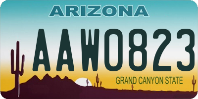 AZ license plate AAW0823
