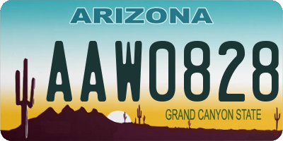 AZ license plate AAW0828