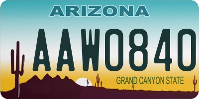 AZ license plate AAW0840