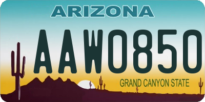 AZ license plate AAW0850