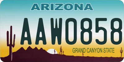 AZ license plate AAW0858