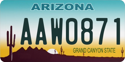 AZ license plate AAW0871