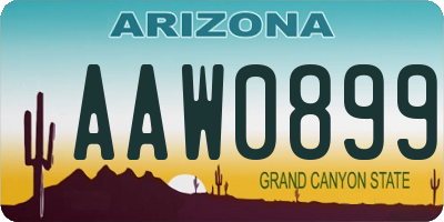 AZ license plate AAW0899