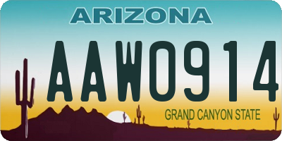 AZ license plate AAW0914