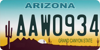 AZ license plate AAW0934