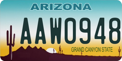 AZ license plate AAW0948