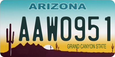 AZ license plate AAW0951