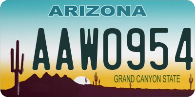 AZ license plate AAW0954