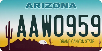 AZ license plate AAW0959