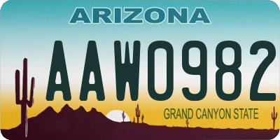 AZ license plate AAW0982