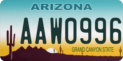 AZ license plate AAW0996