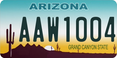 AZ license plate AAW1004