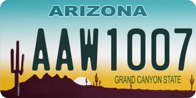 AZ license plate AAW1007