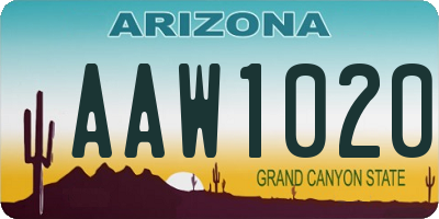 AZ license plate AAW1020