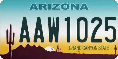 AZ license plate AAW1025