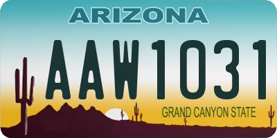 AZ license plate AAW1031