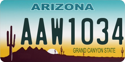 AZ license plate AAW1034