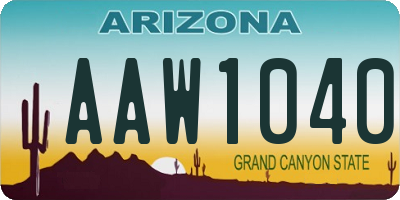 AZ license plate AAW1040