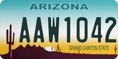 AZ license plate AAW1042