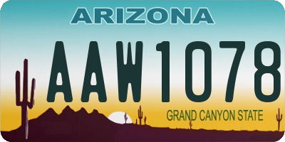 AZ license plate AAW1078